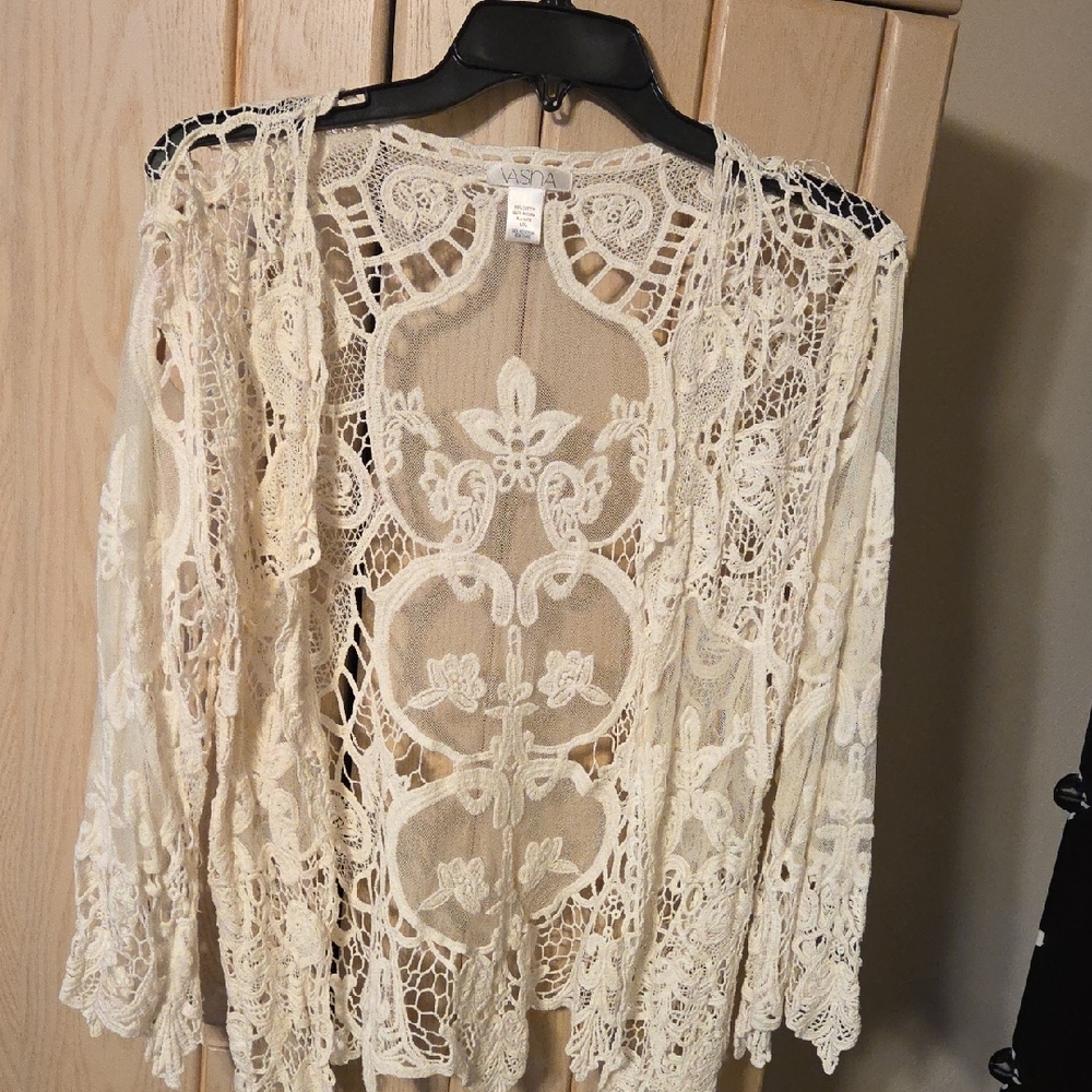 Intricate Lace Open-Front Jacket - Picture 3 of 5